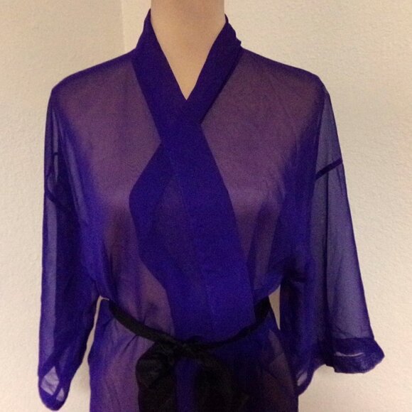 Vintage Victoria's Secret Gold Label Sheer Purple Robe - Picture 3 of 5